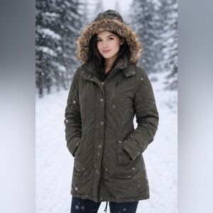 Sashimi Olive Green Puffer Winter Coat